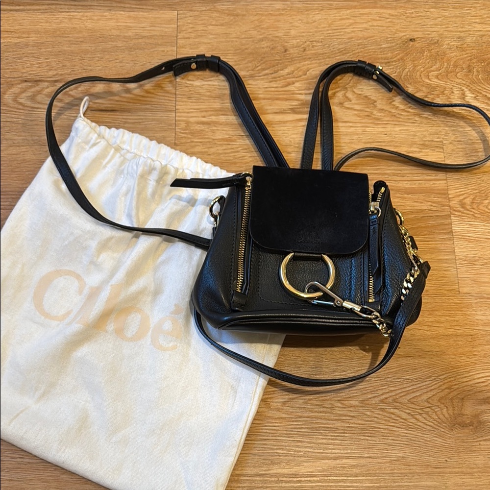 Chloe Black Leather Backpack